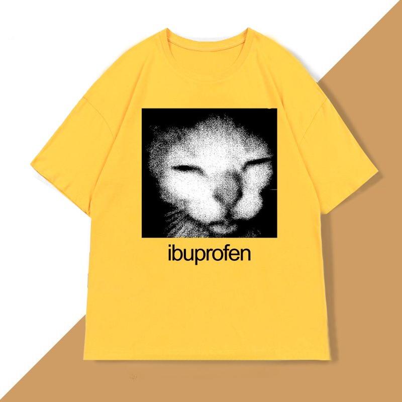 Ibuprofen Cat Meme Tshirt Women Causal Funny Cat Graphic T Shirts Fashion O Neck Unisexs Clothes Unisex Streetwear Tshirts Tops