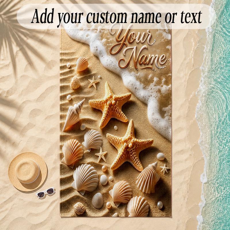 Zeemeermin Thema Zachte Strandhanddoek Gepersonaliseerd Aangepaste Naam Tekst Handdoek Draagbaar voor Strand Zwembad Reizen