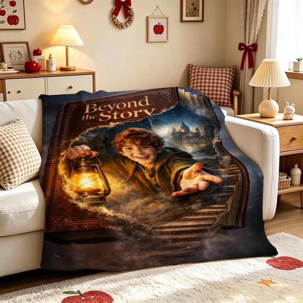 Adventure Beyond Story Printed Flannel Blanket Thick Soft Fleece Blanket For Living Room Sofa Balcony Home Decor Holiday Gift