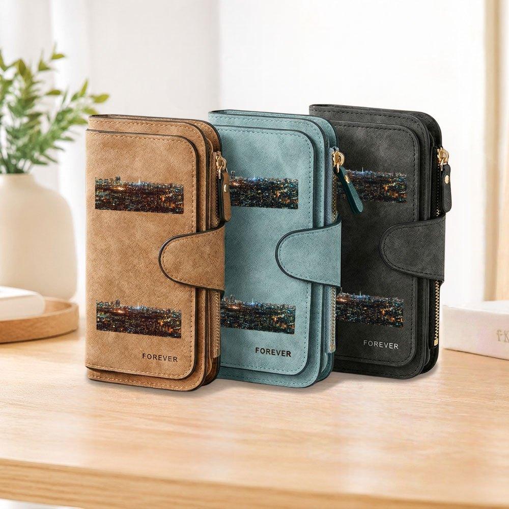 Tokyo Night View Long Zipper Wallet Large Capacity Card Holder Unisex Clutch Bag Fashionable Zipper Coin Purse Durable Multi functional Daily Use