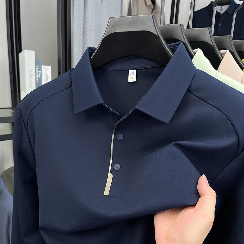 

Spring and Autumn Men s T-Shirt Long Sleeve Casual Lapel Polo Shirt Men s Led Clothes M тёмно-синий