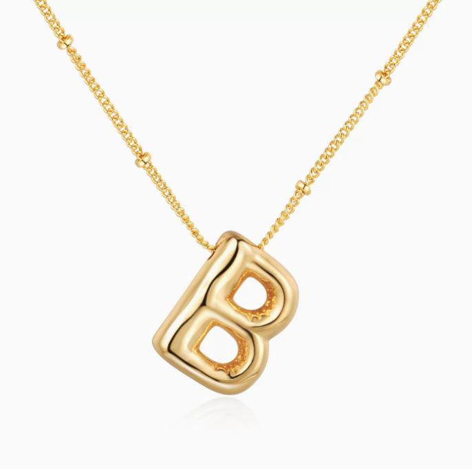 LT-12056 Stainless Steel 18K Gold Balloon Letter Necklace Silver Bubbles 26 English Alphabet Pendants Jewelry