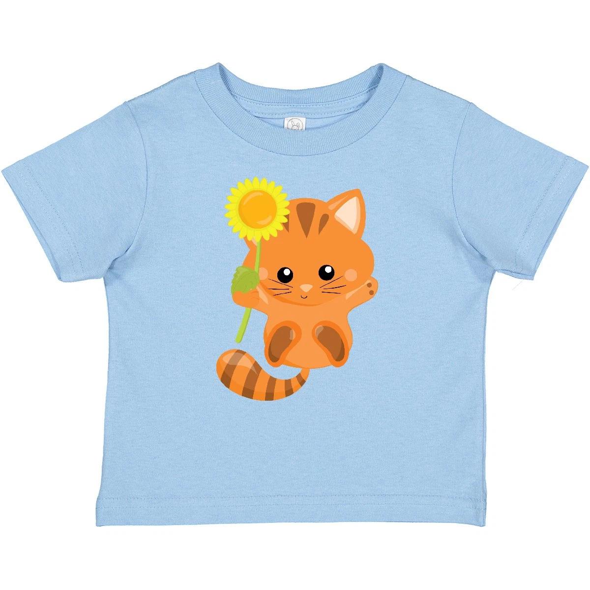 Inktastic Cute Cat, Orange Cat, Kitty, Kitten, Sunflower Baby T-Shirt Little Pet 150