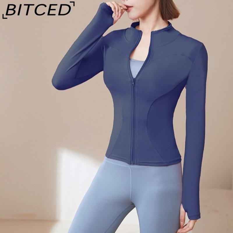 BITCED Summer Sun Protection Quick-Dry Sports Jacket Stand-Up Collar Stretch Slim-Fit Running & Fitness Top