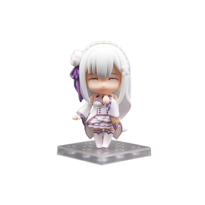 Re:Zero Emilia 751 Q Version Nendoroid Posable Anime Figure With Face Swap Toys Cute Doll Collectible Desktop Decoration Gifts