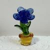 Mini Glass Rose Flower with Pot Colorful Rose Flower Ornaments Collectible Hand Blown Faux Crystal Flower Figurine for Mother's Day Birthday Table
