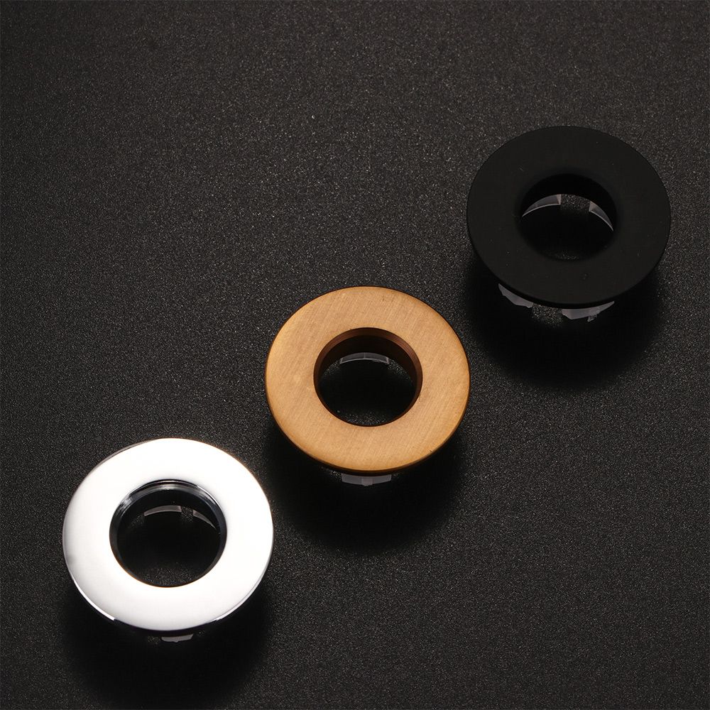 Plastic Brass Basin Faucet Sink Hole Cap Bathroom Insert Chrome Ring Overflow Cover