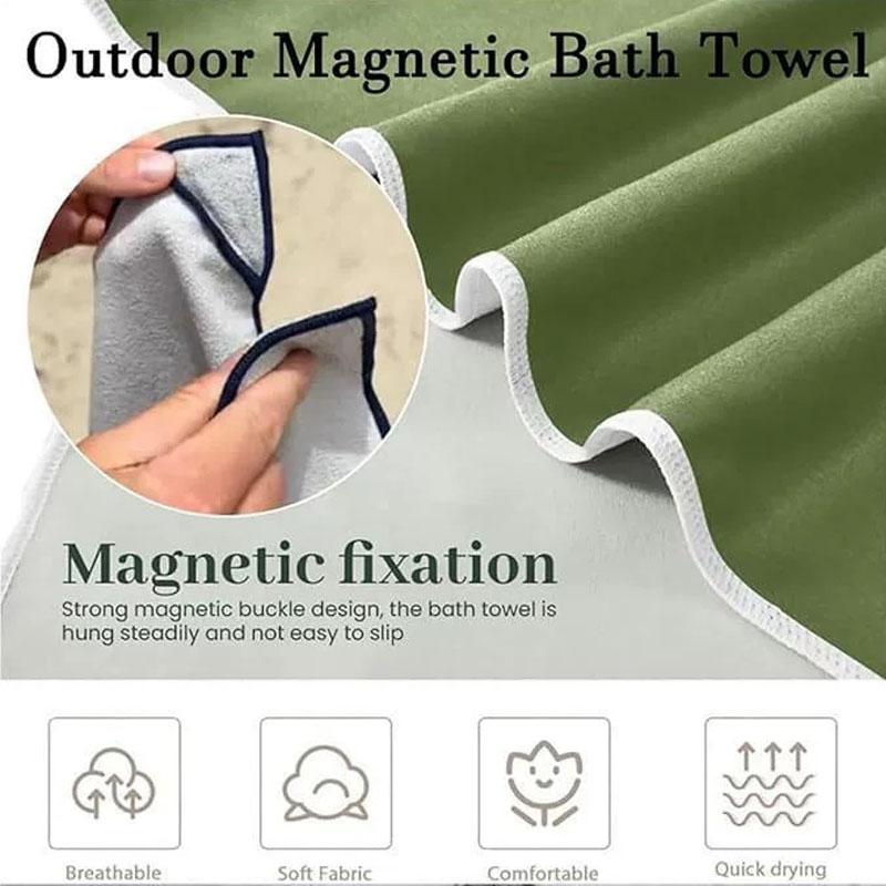 New Multifunctional Outdoor Magnetic Bath Towel Portable Coral Fleece Magnet Towels Quick-drying Beach Towel Fiber Bath Towels