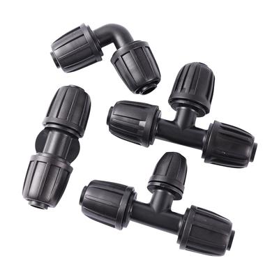 DN16 PE Pipe Connectors Lock Nuts Elbow Tee Joint Garden Water Connector Watering Agricultural Irrigation Pipe Hose Joints 5Pcs