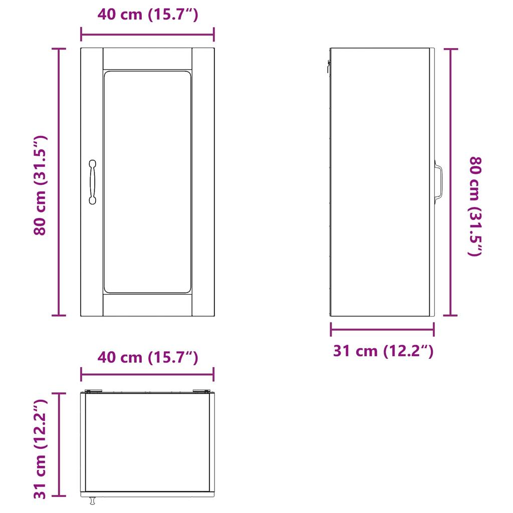 Wall Mounted Glass Cabinet LUCCA 2 pcs Concrete Grey 40 x 31 x 80 cm