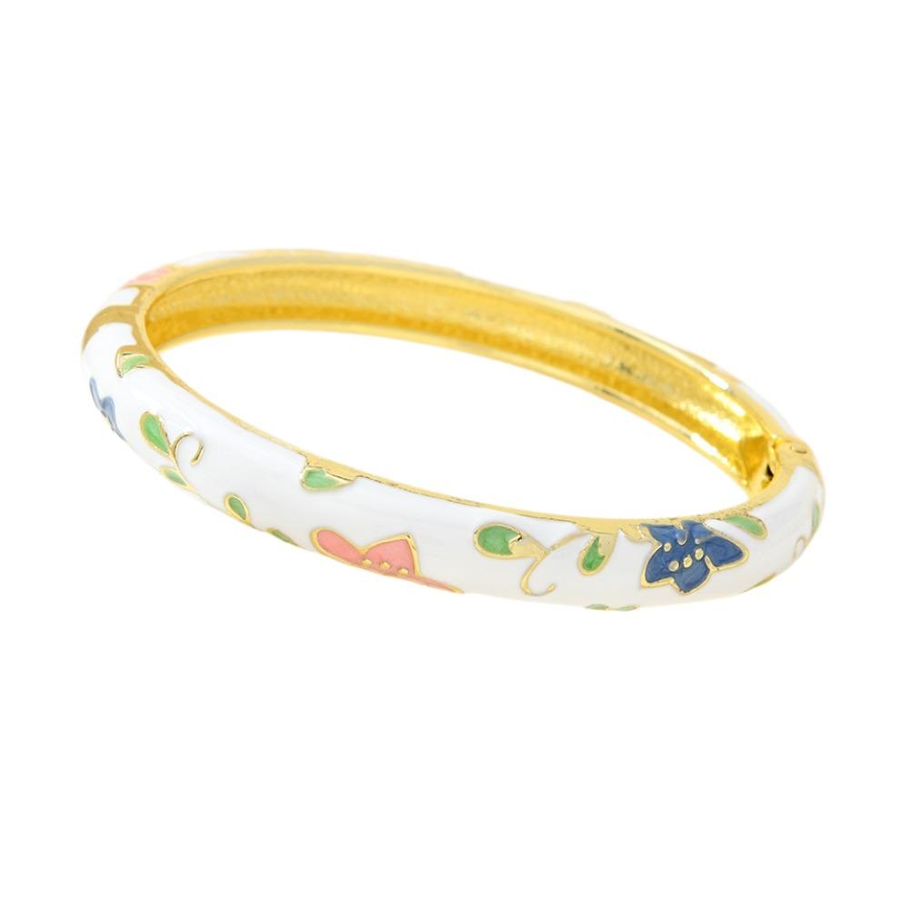 Enamel Floral Chinese Flower Bangle Peony with Leaf Women s Hand Bracelet  Girls