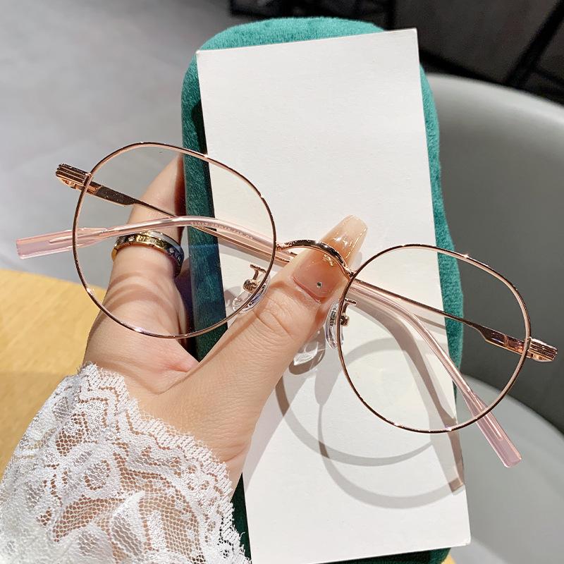 Glasses Frame, Young Round Literary Metal Retro Anti-Blue Myopia Glasses 31217