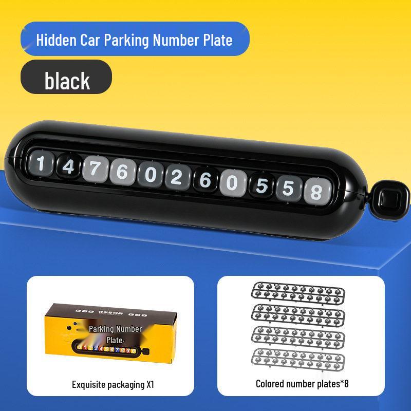 Cartoon Flip-up Temporary Car Phone Plate for Hidden Parking Numbers
