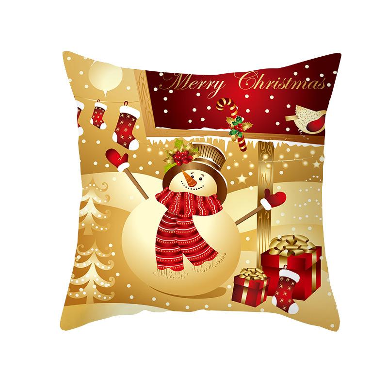 Christmas Pillow Cover Ultra Soft Short Plush Printed Home Fabric Sofa Cushion Cover Living Room Decoration Pillow Cover