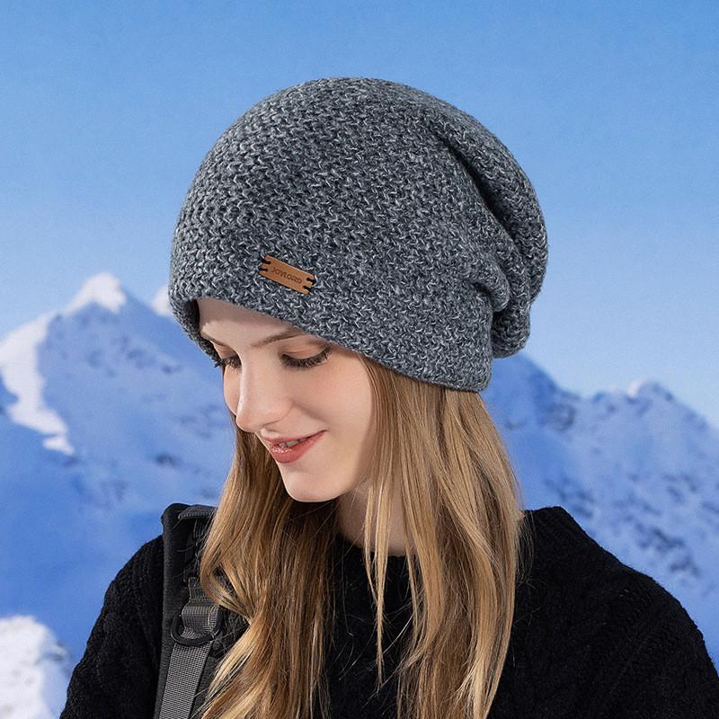 Womens Knitted Hat And Neck Warmer Set With Fleece Lining For Winter Cold Weather