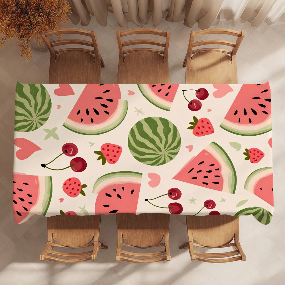 Pink Watermelon Fruit Table Cloth Party Decor Dining Room Home Kitchen Patios Waterproof Stain-Proof Table Cloth