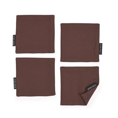 STYLE Decor Wendbare Untersetzer, Stilvoller Stoff, Waschbar, 4er-Set, Nordischer Stil, Uni Oxford und Cafébraun, W3003420
