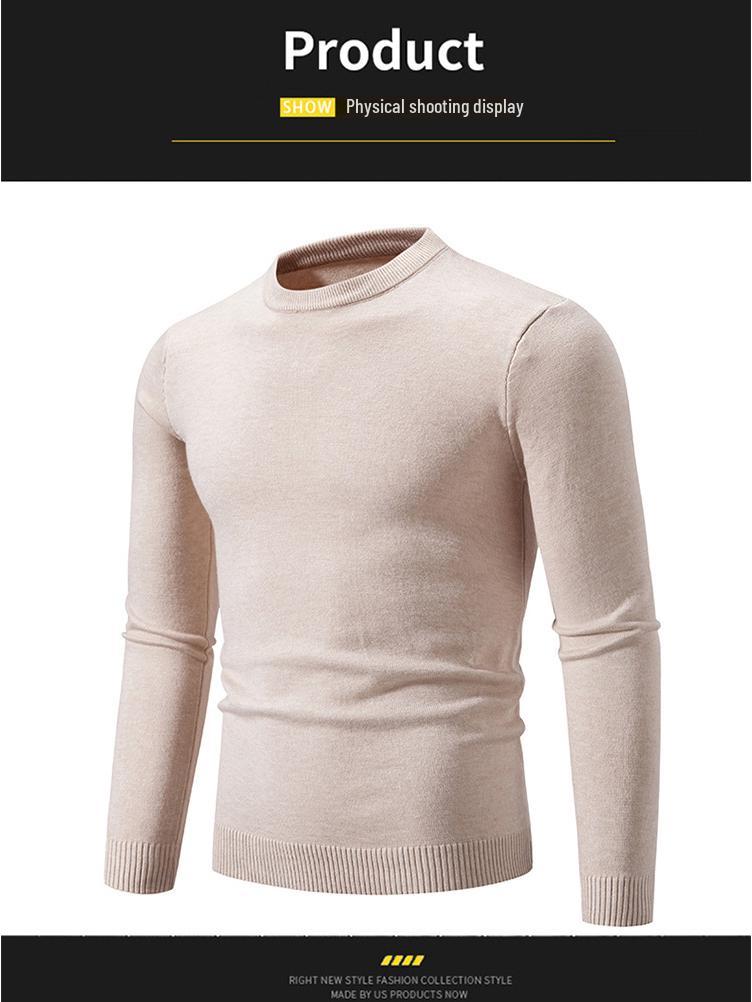 2025 Men's Casual Round Neck Solid Color Fashion Sweater