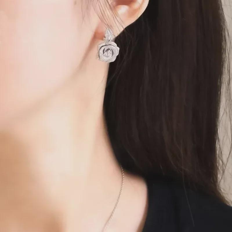 Luoxi Temple 2023 Camellia 925 Silver Light Luxury Earrings