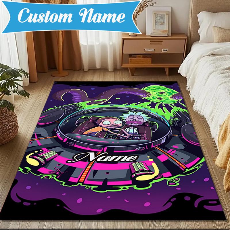Custom Name Alien Adventure Space Rug Game Carpet, Floor Mat for Bedroom Living Room Entryway Rug, Home Decor Idea Gift for Christmas birthday