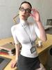 Y25TP032 Women's Solid Color High Neck Short Sleeve Bodycon T-Shirt for Spring/Summer