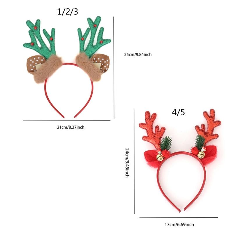 Festival Deer Antler Headpiece With Soft Fabric And Jingling Bells Comfortable Christmas Hair Ornament For Family