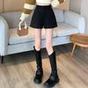 A-line High-Waisted Black Woolen Shorts for Women - Versatile Autumn/Winter 2025 Style