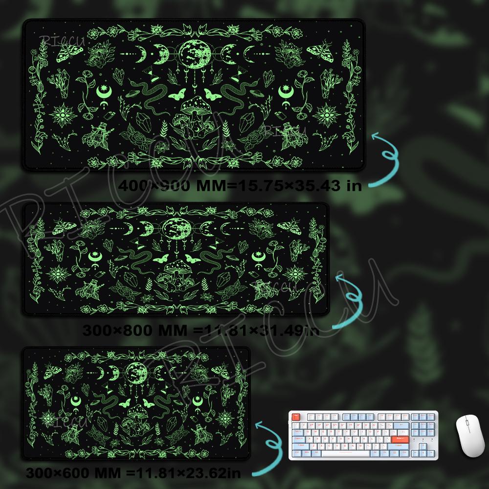Schwarze Tarotkarten Schreibtischmatte Büro Mond Stern Mauspads Hexe Divination Schreibtischmatte Pilz Tischmatte Ästhetisches Großes Gaming-Mauspad