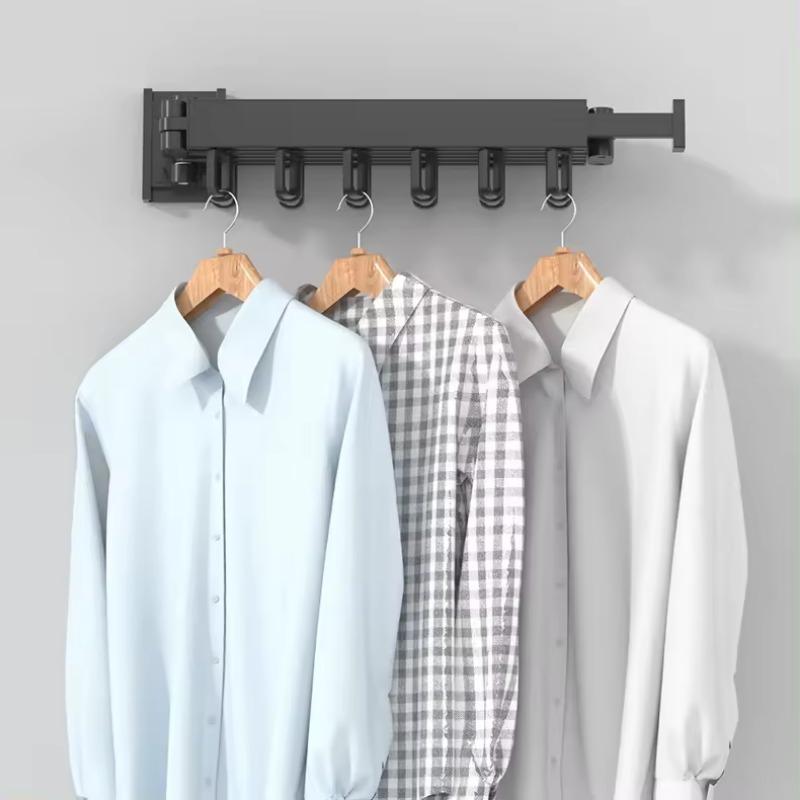 Aluminum Folding Clothes Drying Rack, Foldable Telescopic Wall-mounted Collapsible Drying Rack for Balcony Laundry Bathroom