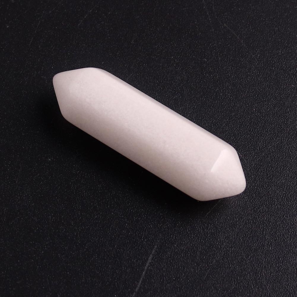 32x8mm Natural Stone Crystal Double Pointed Hexagonal Column Pendant Necklace