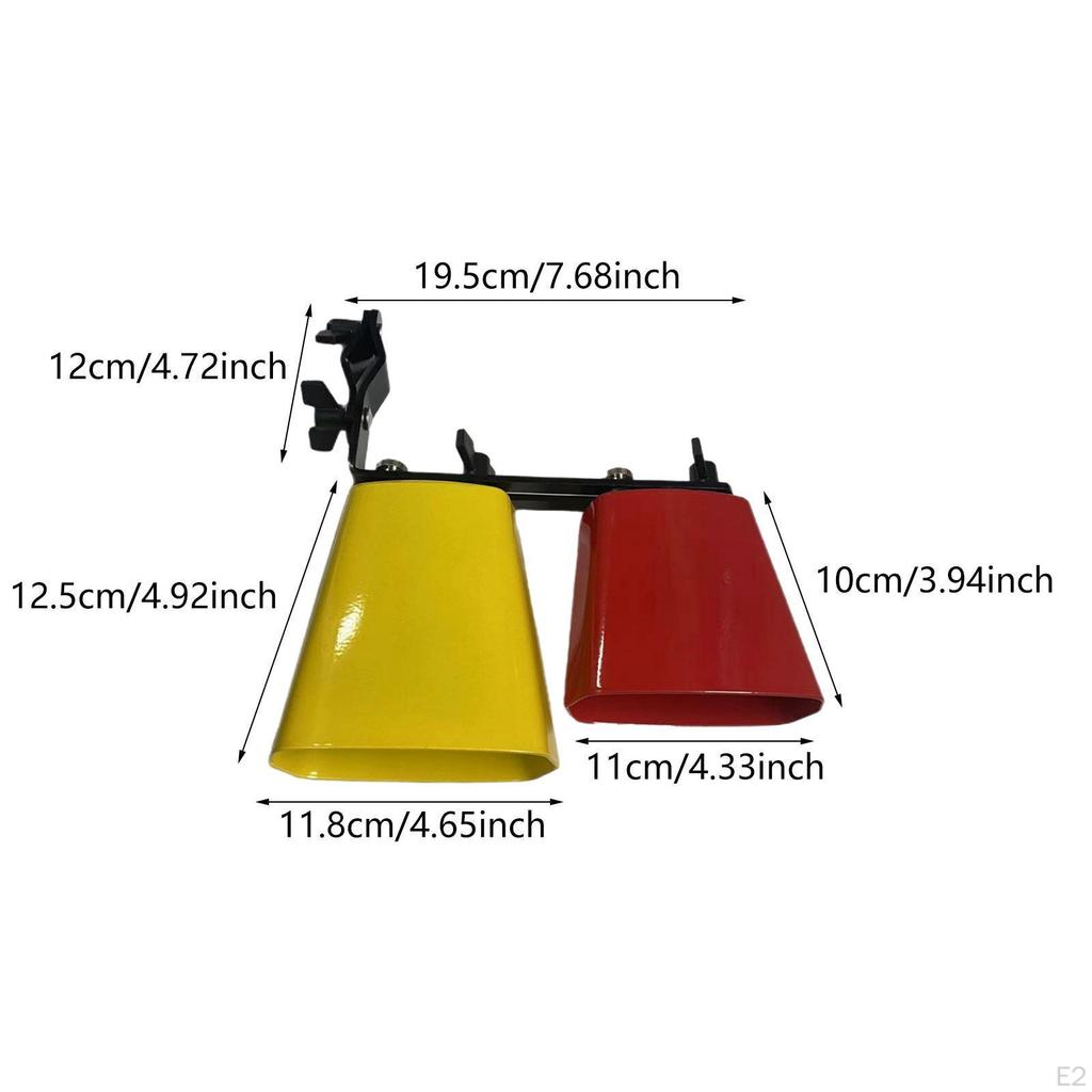 Bicolor Cowbell Double Mounted Bell Knocker Drum Part Percussion Instrument Noise Maker with Mount