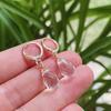 1pair Natural Stone Earrings for Women Small Water Drop Ear Loop Amethysts Rose Quartz Topazs White Crystal Dangle Earrings