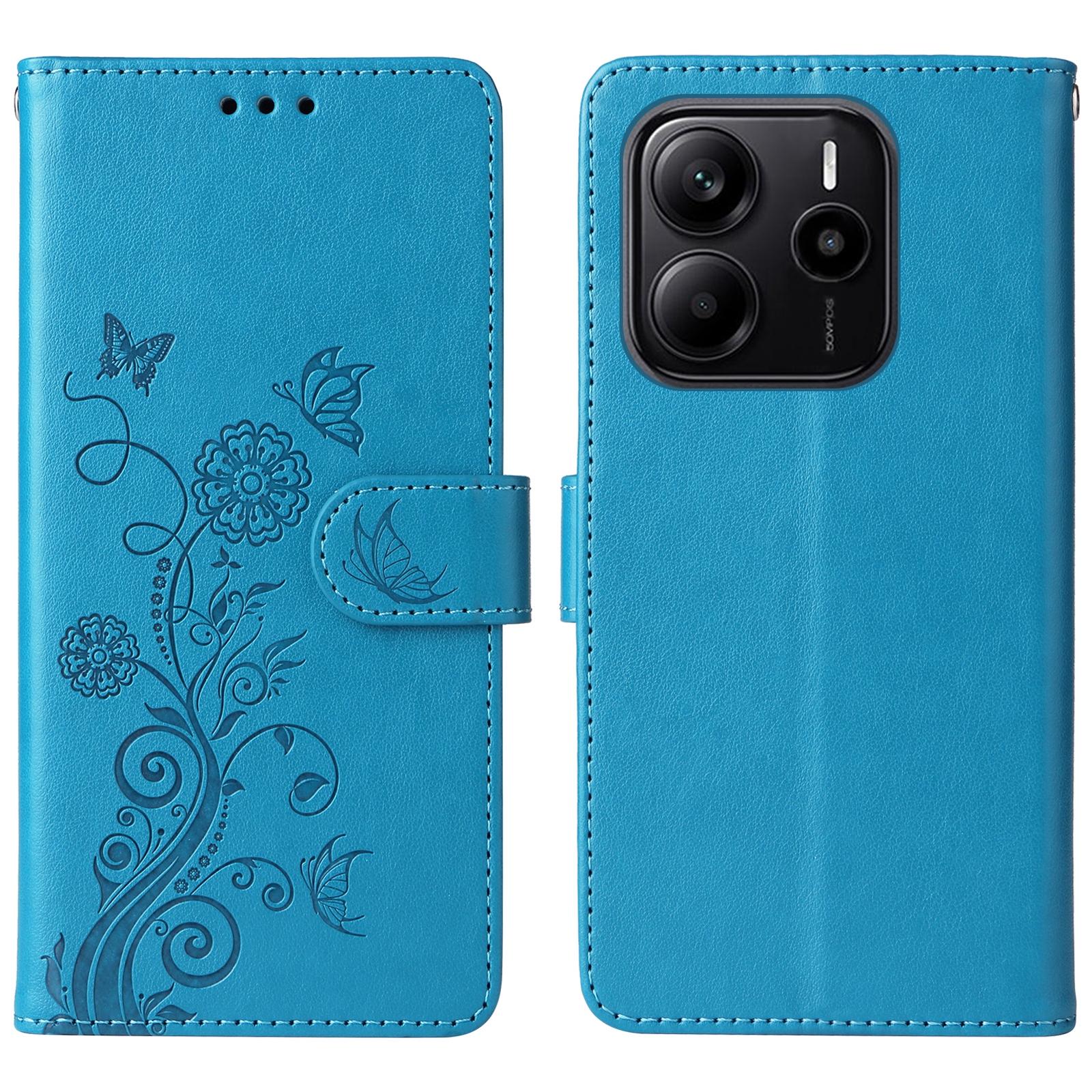 

Для Xiaomi Redmi Note 14 4G (164,84 мм) Чохол-гаманець зі шкіри для телефону з квітковим візерунком та функцією підставки D