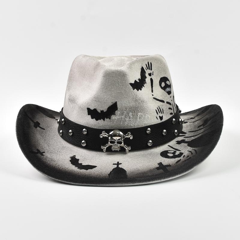 Halloween Skull Print Jazz hat Party Props Dress Up Hat Men Cosplay Costume Accessories