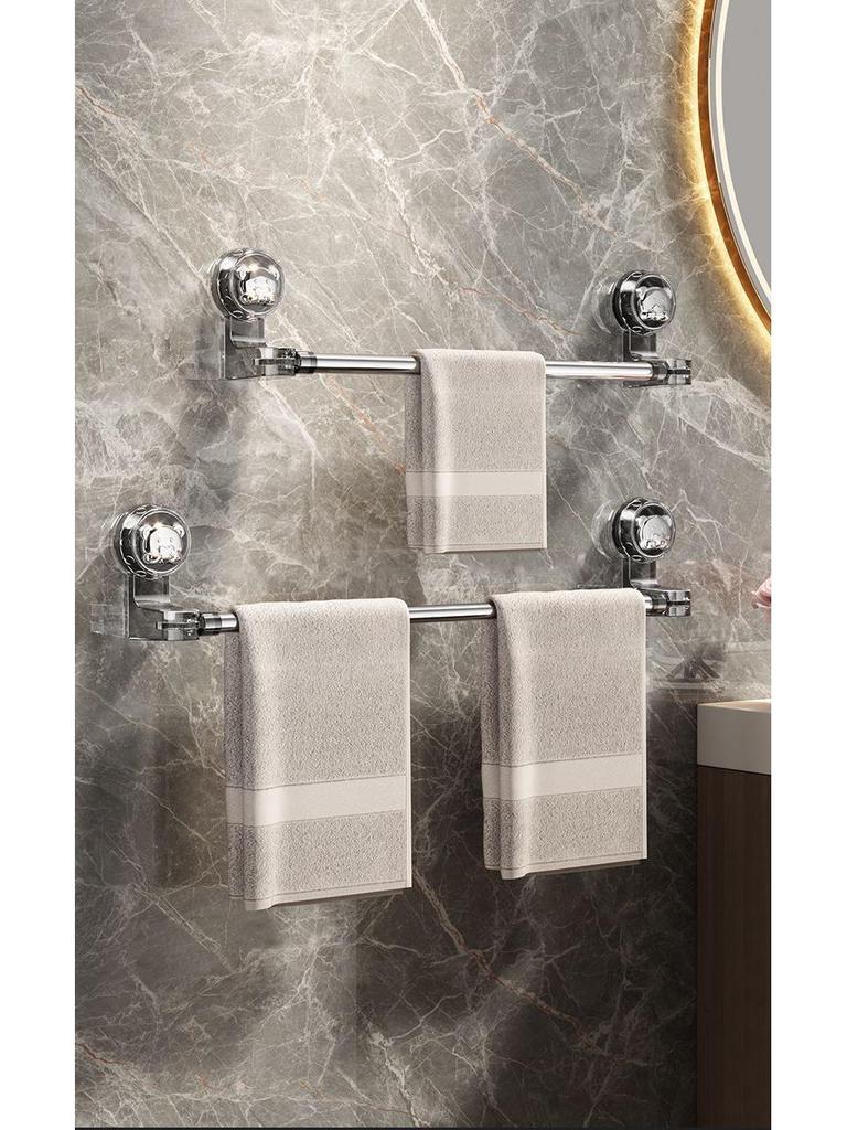 Retractable No-Drill Suction Cup Towel Rack - Strong Stainless Steel Hanger for Bathroom Storage