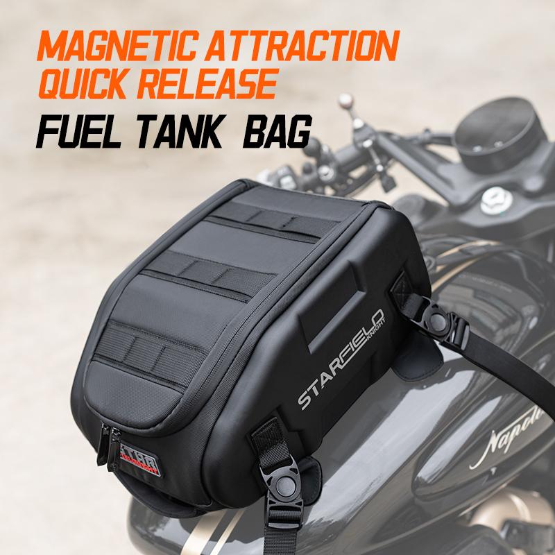 Sfk Black Motorcycle Bag Front Oil Tank Bag Back Seat Bag Riding Gears Magnetic Fixation With Waterproof Rain Cover Accessories