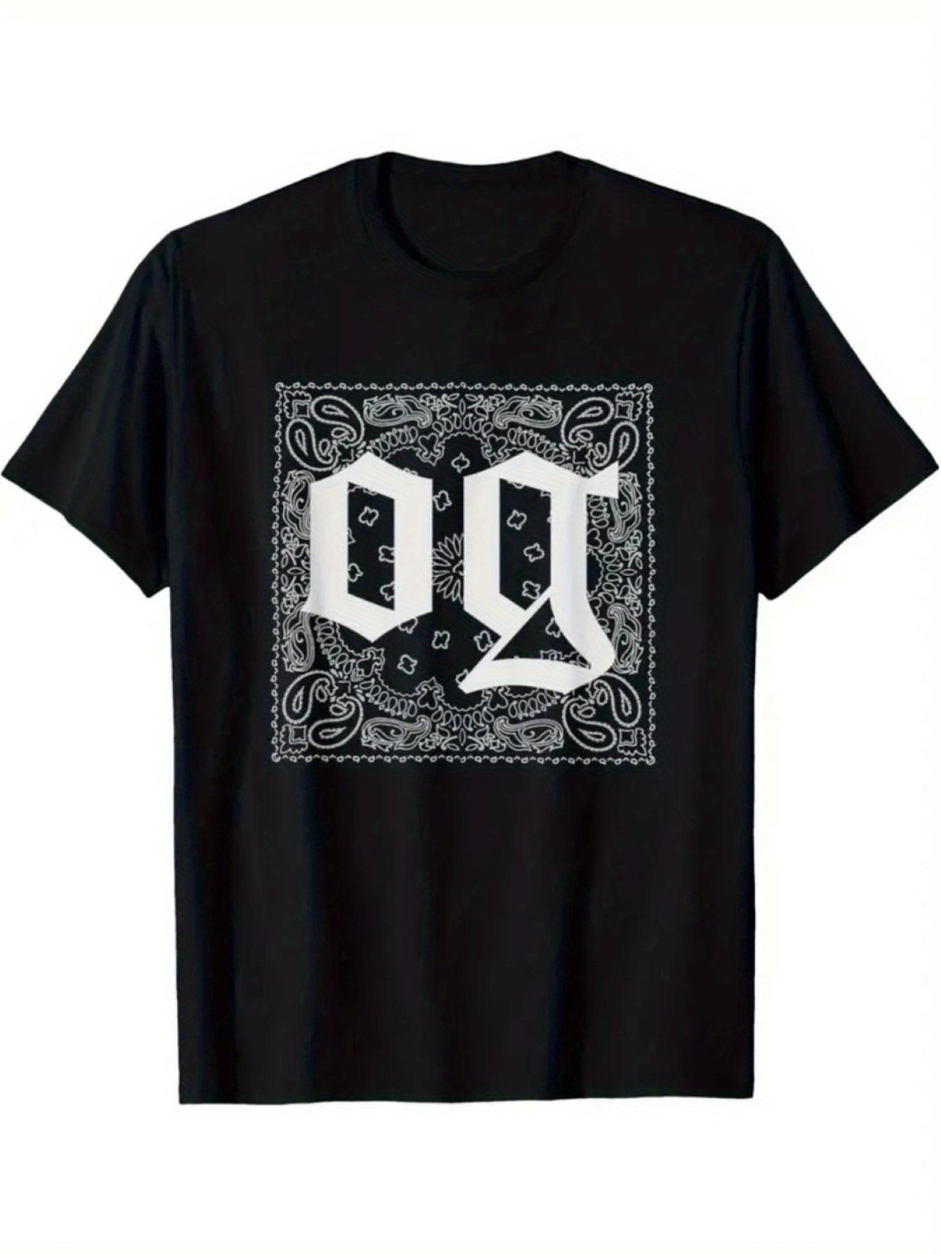 Men s OG Original Gangsta Style Cotton T-Shirt - OG Lettering & Geometric Print XS