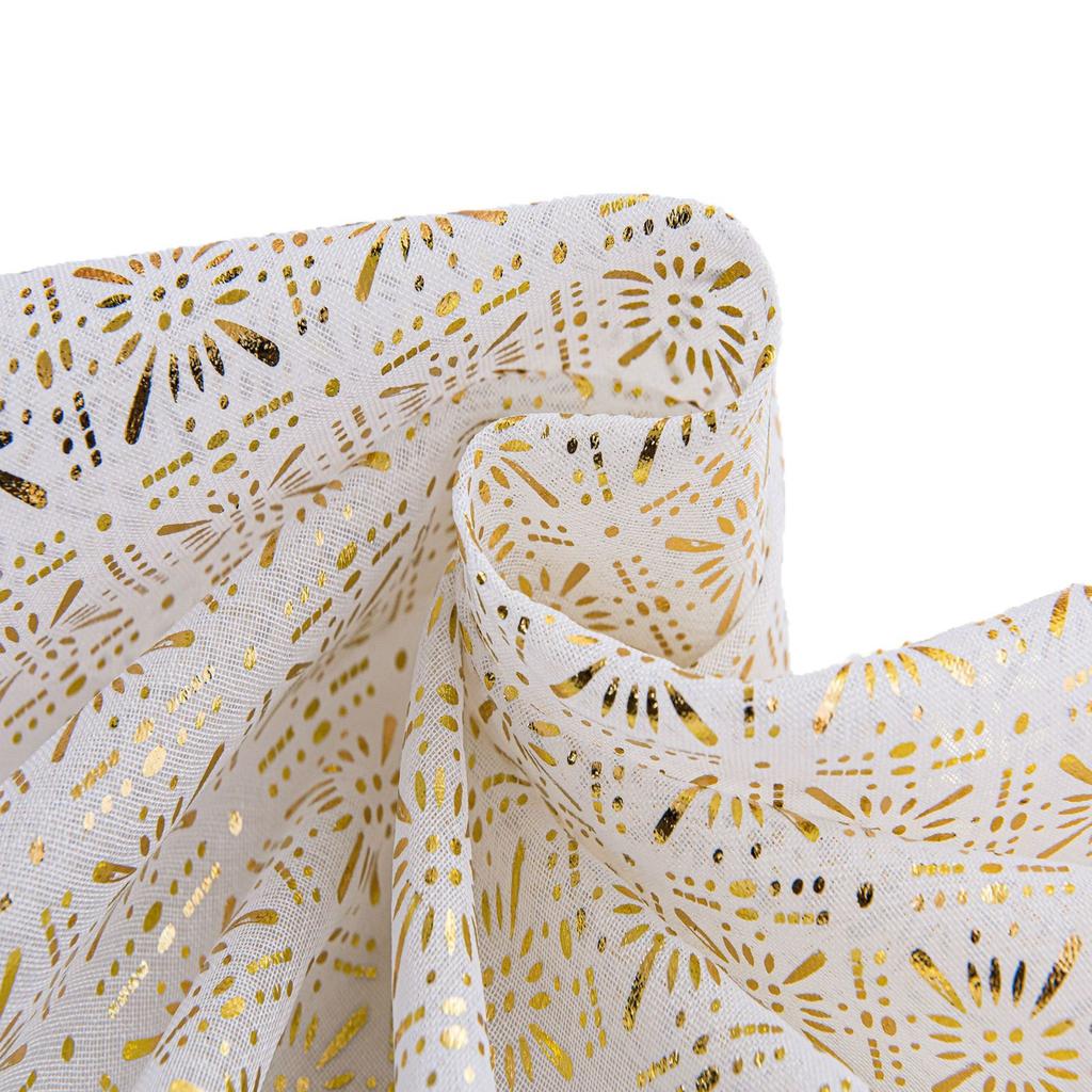 Living Room Sheer Curtain – European Embossed Pattern, Gold Foil, Semi-Blackout, Rod Pocket Window Drape, 1 Panel