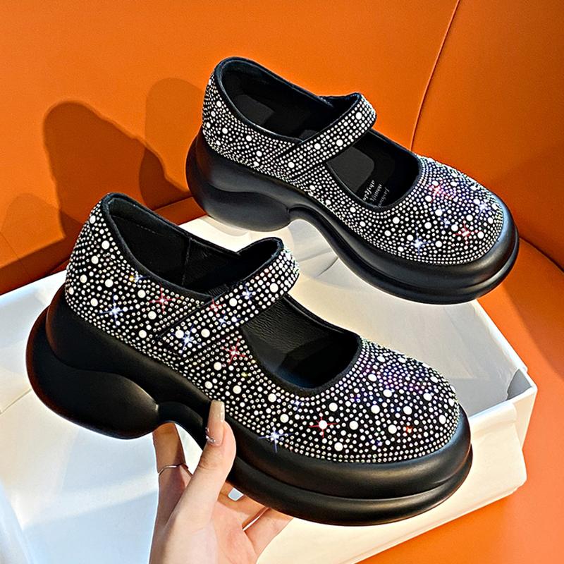 Summer New Casual Platform Sneakers Luxury Water Diamond Sandals Explosive Velcro Mary Jane Women's Shoes Designer Beach Sandals