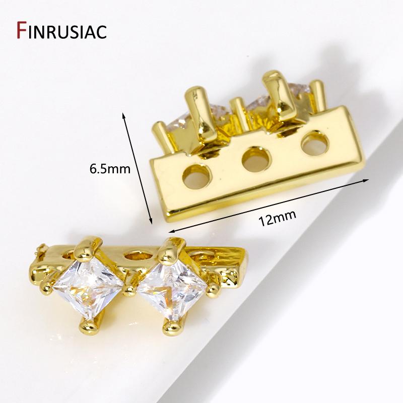 

18K Gold Plated Inlaid Zircon Square Shape Separators Connector,Beads For Separators Necklace Making Supplies 4 pieces