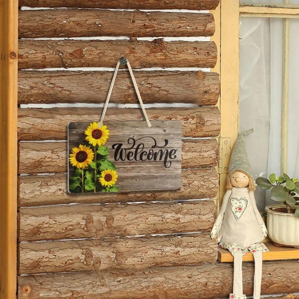 Lightweight Sunflower Welcome Sign Hanging Wooden Decoration Sign Welcome Door Sign  Kitchen