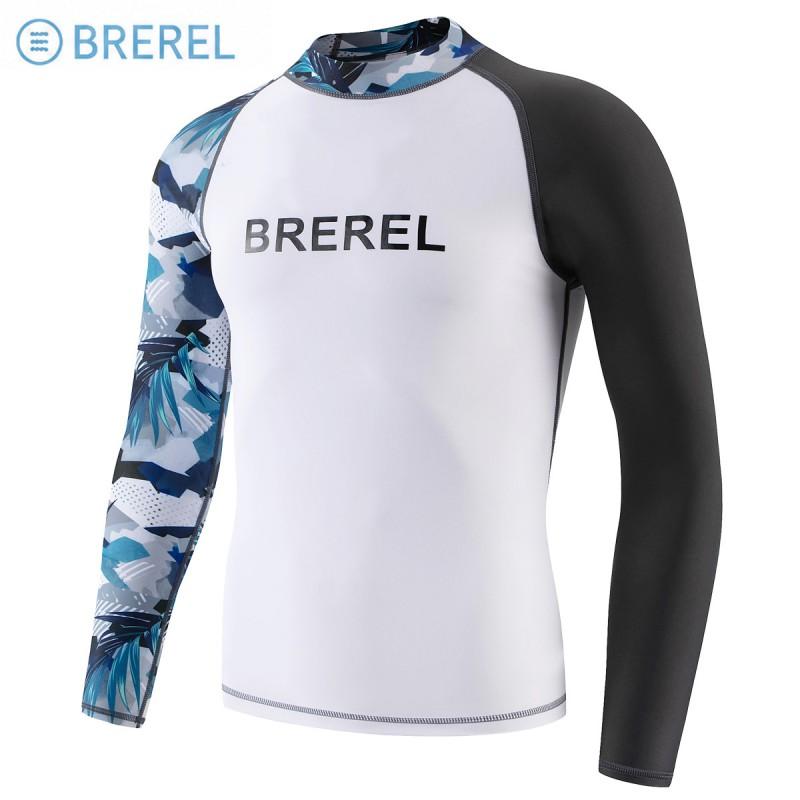 Mens Long Sleeve Rash Guard UV Protection Quick Dry Swimwear Snorkeling Surfing Diving Pool Spa