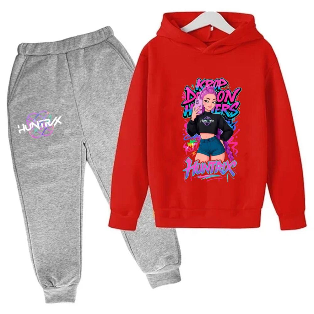 KPop Demon Hunters Kids Cartoon Long Sleeve Hoodie and Pants 2pcs Set Baby Girls Boys Outfit Boutique Clothing Suit