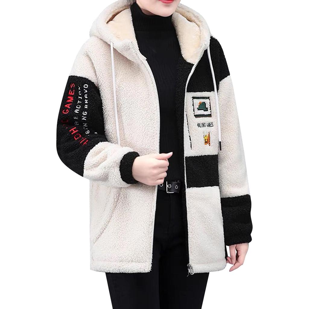 Lammfleecejacke Damen Lockeres Oberteil Lässiges Plus Fleece Dicke Strickjacke Sweatshirt