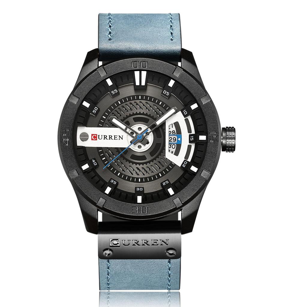 Curren 8301 Men's Leather Strap Business Calendar Watch