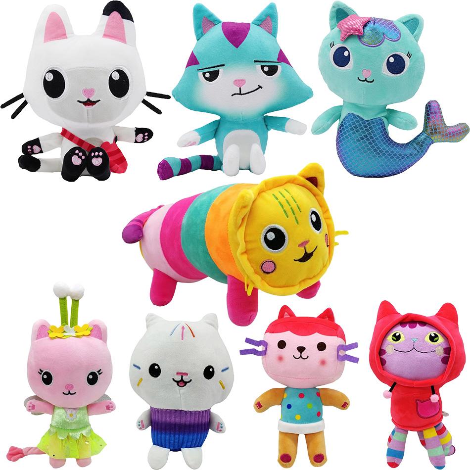 Jucărie de pluș nouă Gabby Dollhouse Mercat Desene animate Animale de pluș Pisică zâmbitoare Mașină Pisică Îmbrățișare Păpuși Gaby Fată Cadouri de ziua de naștere pentru copii