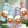 1PC Sandwich Food Cute Cartoon Print 750ml Color Plastic Sports Water Bottle Leakproof Flip Straw Lid Suitable for Sports Office Home Use