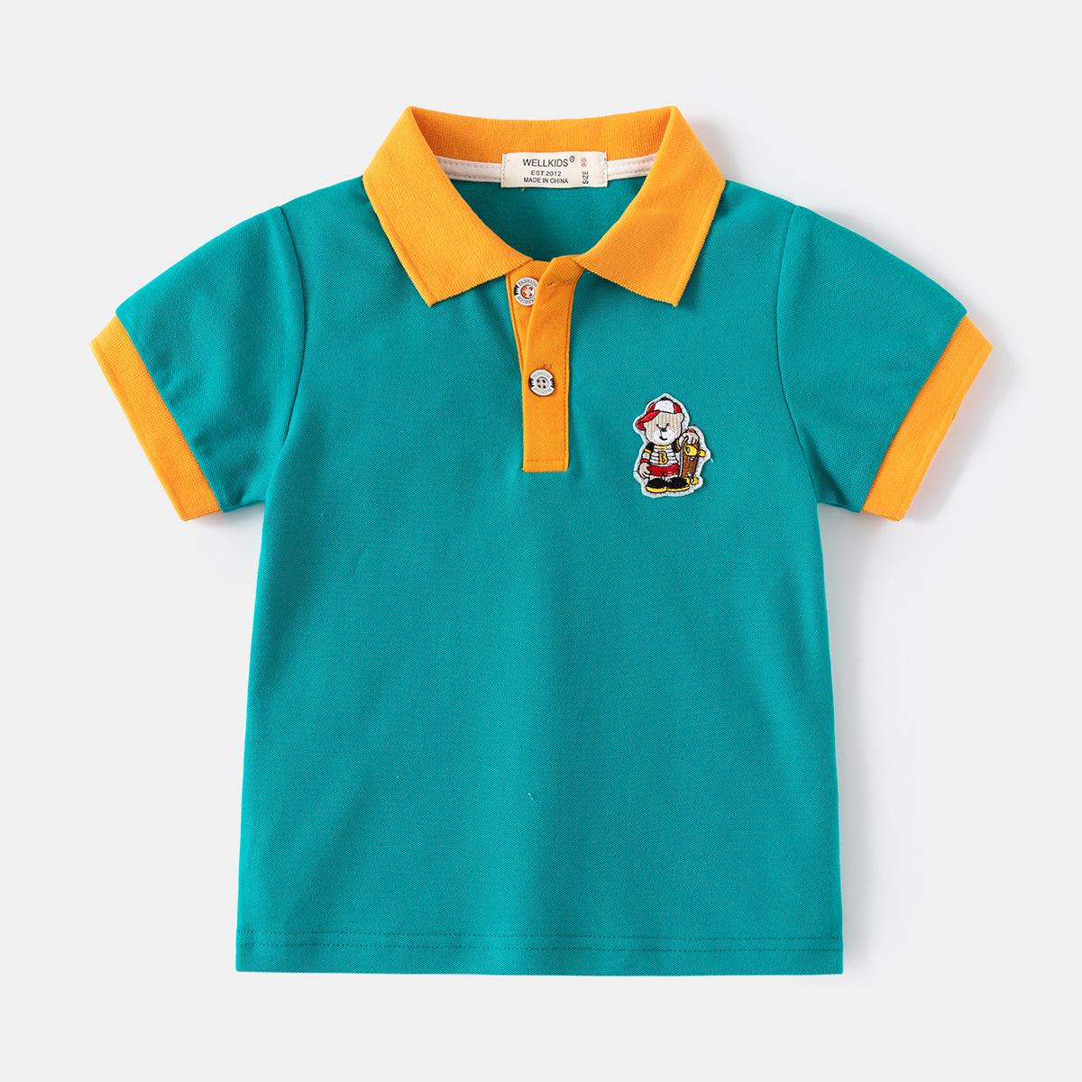 

Дитяча футболка з короткими рукавами 2024 Літній дитячий одяг для хлопчиків Барвистий рукав Дитячий топ із короткими рукавами з мультфільмом 120cm