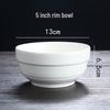 Tieshun 5-inch White Ceramic Rimmed Rice Bowl