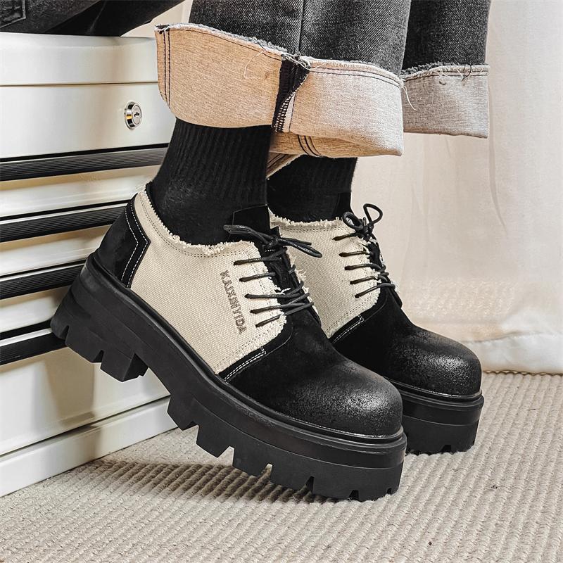 Fashion Genuine leather men's shoes Trendy designer style Youth Outdoor Fashion Party Walking daily office thick soled quality shoes
